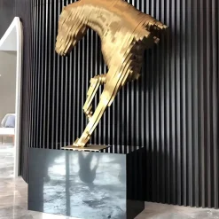 Statues & Sculptures Giant|Floor Standing^Pixel Horse 200cm Gold Metal Garden Sculpture