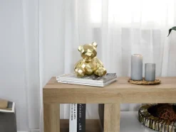 Statues & Sculptures Table Top|Low Poly^Polygon Bear 20cm Gold Resin Indoor Sculpture