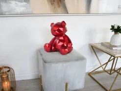 Statues & Sculptures Table Top|Low Poly^Polygon Bear 30cm Red Resin Indoor Sculpture