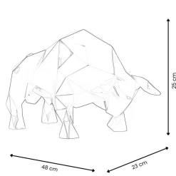 Statues & Sculptures Table Top|Low Poly^Polygon Bull 25cm Red Resin Indoor Sculpture