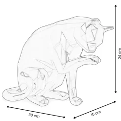 Statues & Sculptures Table Top|Low Poly^Polygon Cat 24cm Anthracite Resin Indoor Sculpture