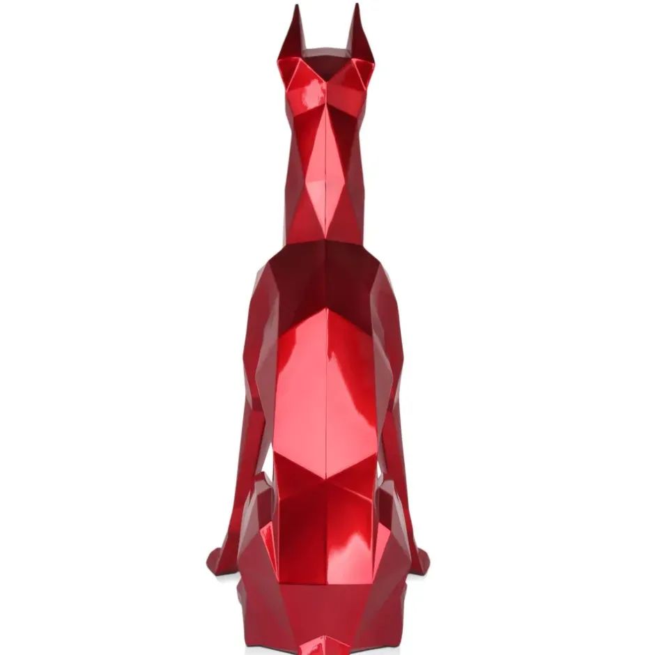 Statues & Sculptures Floor Standing|Low Poly^Polygon Doberman 82cm Red Resin Indoor Sculpture