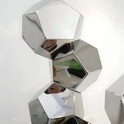 Statues & Sculptures Floor Standing|Low Poly^Polygon Fusion 104cm Silver Metal Indoor Sculpture