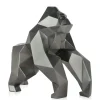 Statues & Sculptures Table Top|Low Poly^Polygon Gorilla 44cm Anthracite Resin Indoor Sculpture