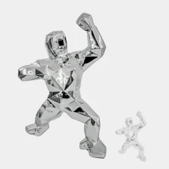 Statues & Sculptures Floor Standing|Animals^Polygon Gorilla 135cm Chrome Resin Indoor Sculpture