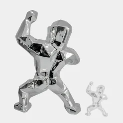 Statues & Sculptures Floor Standing|Animals^Polygon Gorilla 135cm Chrome Resin Indoor Sculpture