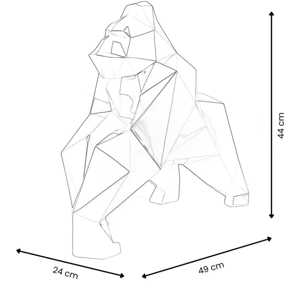 Statues & Sculptures Table Top|Low Poly^Polygon Gorilla 44cm Red Resin Indoor Sculpture