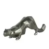 Statues & Sculptures Table Top|Low Poly^Polygon Leopard 15cm Anthracite Resin Indoor Sculpture