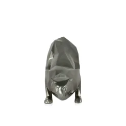 Statues & Sculptures Table Top|Low Poly^Polygon Leopard 15cm Anthracite Resin Indoor Sculpture