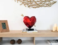 Statues & Sculptures Table Top|Low Poly^Polygon Love 36cm Red Resin Indoor Sculpture