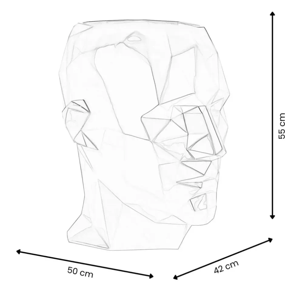 Statues & Sculptures Low Poly|Contemporary^Polygon Male Head 55cm Anthracite Side Table Sculpture