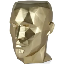 Statues & Sculptures Low Poly|Contemporary^Polygon Male Head 55cm Gold Side Table Sculpture