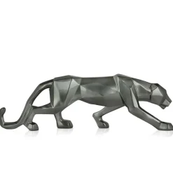 Statues & Sculptures Table Top|Low Poly^Polygon Panther 14cm Anthracite Resin Indoor Sculpture