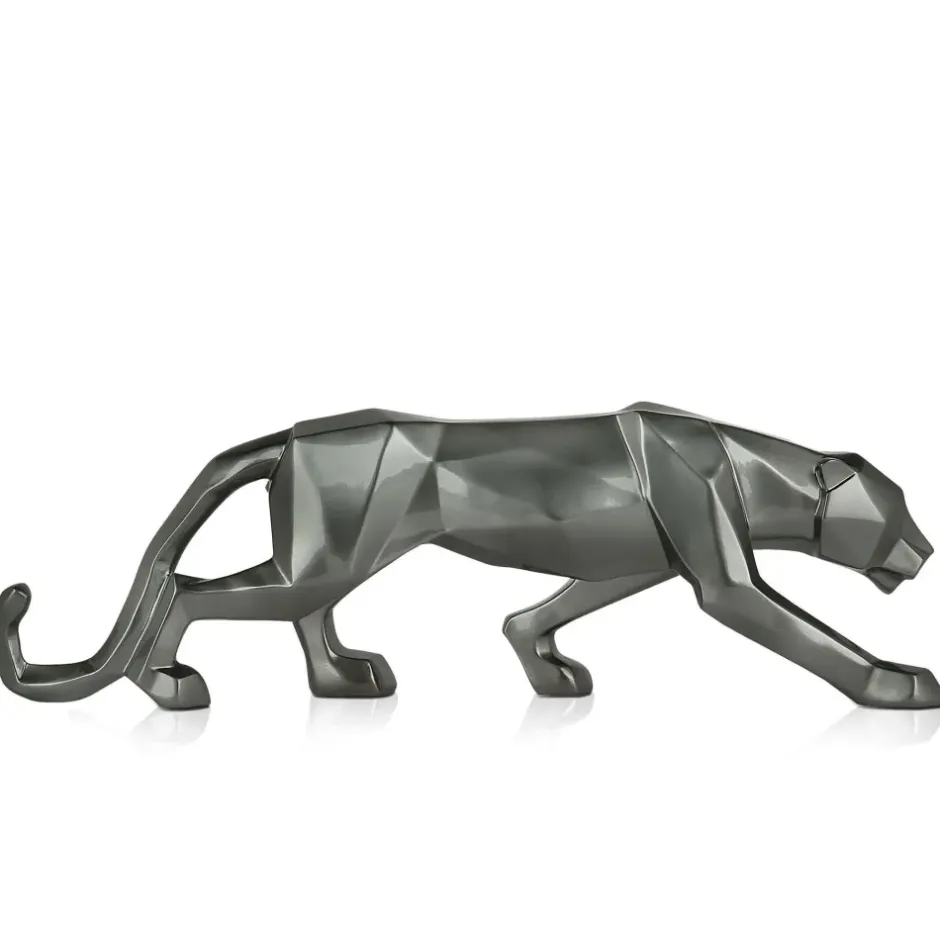 Statues & Sculptures Table Top|Low Poly^Polygon Panther 14cm Anthracite Resin Indoor Sculpture