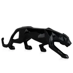 Statues & Sculptures Table Top|Low Poly^Polygon Panther 14cm Black Resin Indoor Sculpture