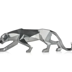 Statues & Sculptures Table Top|Floor Standing^Polygon Panther 31cm Silver Resin Indoor Sculpture