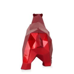 Statues & Sculptures Table Top|Low Poly^Polygon Polar Bear 25cm Red Resin Indoor Sculpture