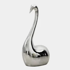 Statues & Sculptures Table Top|Floor Standing^Pure Swan 95cm Silver Metal Indoor Sculpture