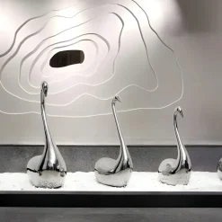 Statues & Sculptures Table Top|Floor Standing^Pure Swan 95cm Silver Metal Indoor Sculpture