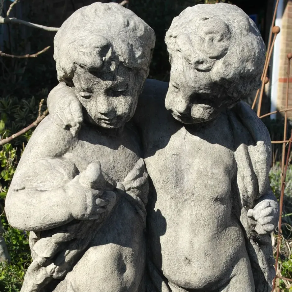 Statues & Sculptures Cherub|Roman^Putti Cherubs 108cm Stone Garden Statue