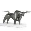 Statues & Sculptures Table Top|Animals^Raging Bull 35cm Anthracite Resin Indoor Sculpture