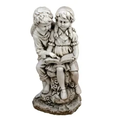 Statues & Sculptures Children^Reading Boy & Girl 88cm Stone Resin Garden Statue