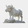 Statues & Sculptures Farm|Modern^Regal Bull 120cm White Marble Garden Statue v2