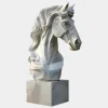 Statues & Sculptures Horses|Modern^Regal Horse Head 120cm White Marble Garden Statue
