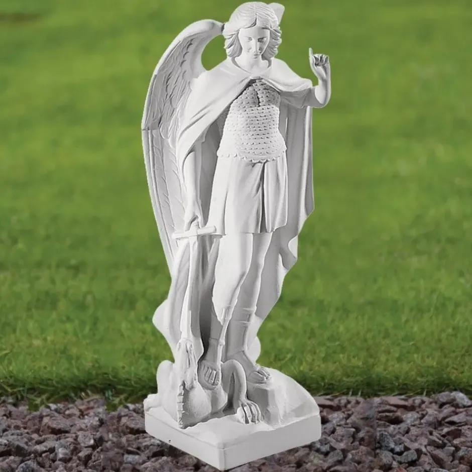 Statues & Sculptures Angel^Saint Michael 58cm Marble Resin Garden Statue