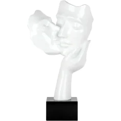 Statues & Sculptures Figurative|Table Top^Secret Kiss 50cm White Resin Indoor Sculpture