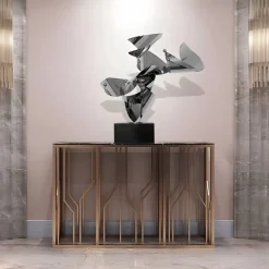 Statues & Sculptures Table Top|Abstract^Spacial Drift 59cm Silver Metal Indoor Sculpture