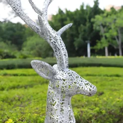 Statues & Sculptures Wildlife|Stags & Deers^Starlight Stag 212cm LED Silver Metal Garden Sculpture
