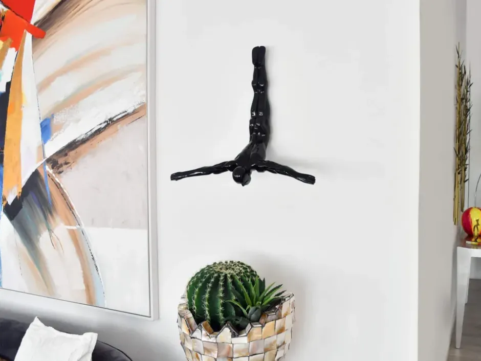 Statues & Sculptures Figurative|Wall Art^The Diver 55cm Black Resin Wall Sculpture