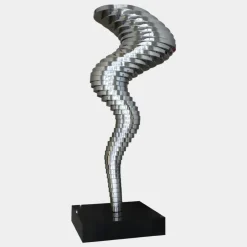 Statues & Sculptures Giant|Floor Standing^Tornado 197cm Silver Metal Garden Sculpture v3