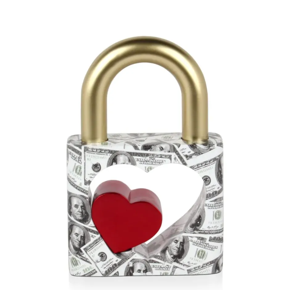 Statues & Sculptures Table Top|Contemporary^Wealth Padlock 28cm Gold Resin Indoor Sculpture