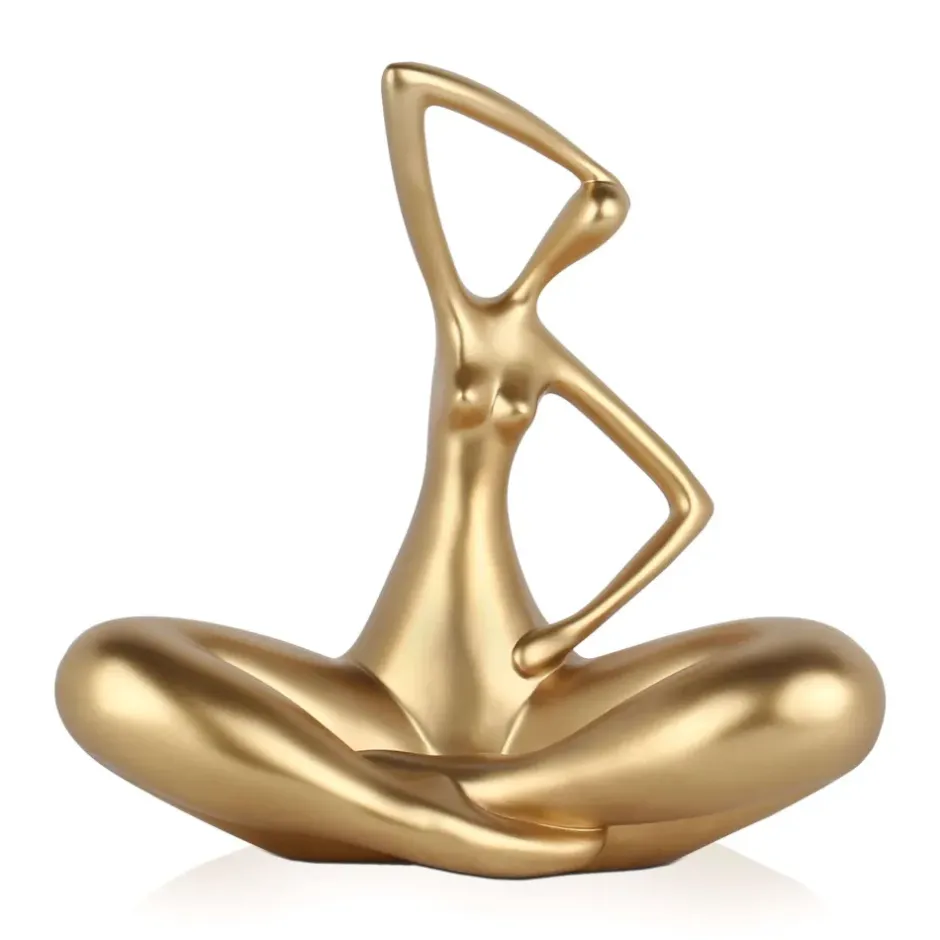 Statues & Sculptures Figurative|Table Top^Yoga Grace 25cm Gold Resin Indoor Sculpture