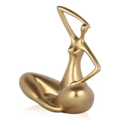 Statues & Sculptures Figurative|Table Top^Yoga Grace 25cm Gold Resin Indoor Sculpture