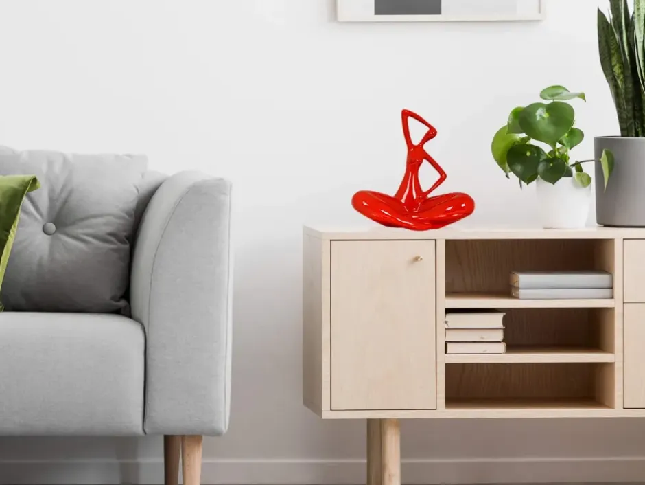 Statues & Sculptures Figurative|Table Top^Yoga Grace 25cm Red Resin Indoor Sculpture