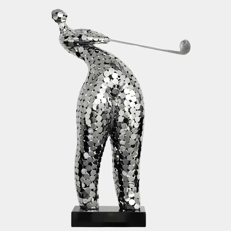 Statues & Sculptures Figurative|Table Top^Zen Golf 86cm Silver Metal Indoor Sculpture